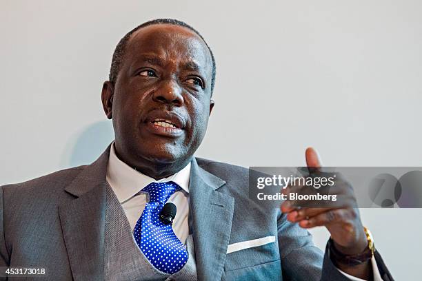 Sospeter Muhongo, minister of energy and minerals for the Republic of Tanzania, speaks during a forum on African energy and innovation at the Newseum...