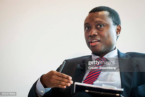 Sim Tshabalala, co-chief executive officer of Standard Bank Group Ltd., speaks during a forum on African energy and innovation at the Newseum in...