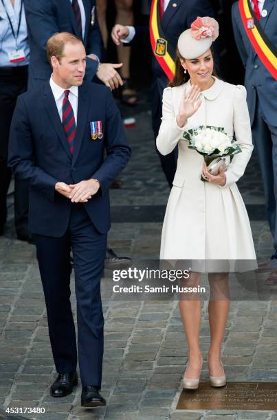 Catherine, Duchess of Cambridge and Prince William, Duke of Cambridge attend a reception at the Grand Place on August 4, 2014 in Mons, Belgium....