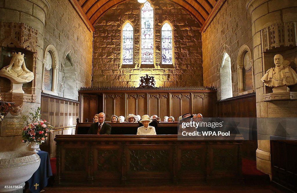 The Queen Attends A Service Of Commemoration At Crathie Kirk