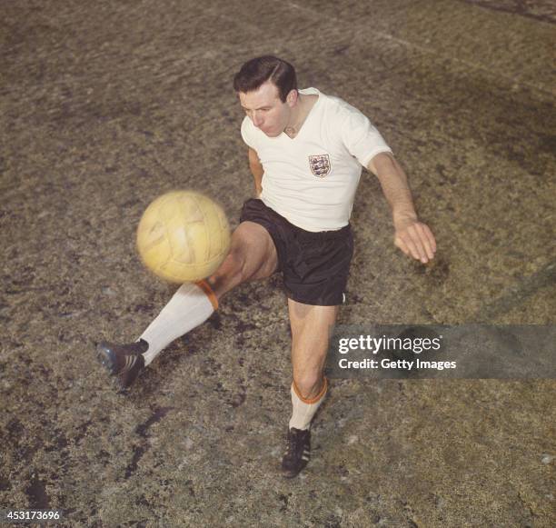 Blackpool and England full back Jimmy Armfield poses in his England shirt at Bloomfield Road, Blackpool circa 1962. Armfield played over 500 games...