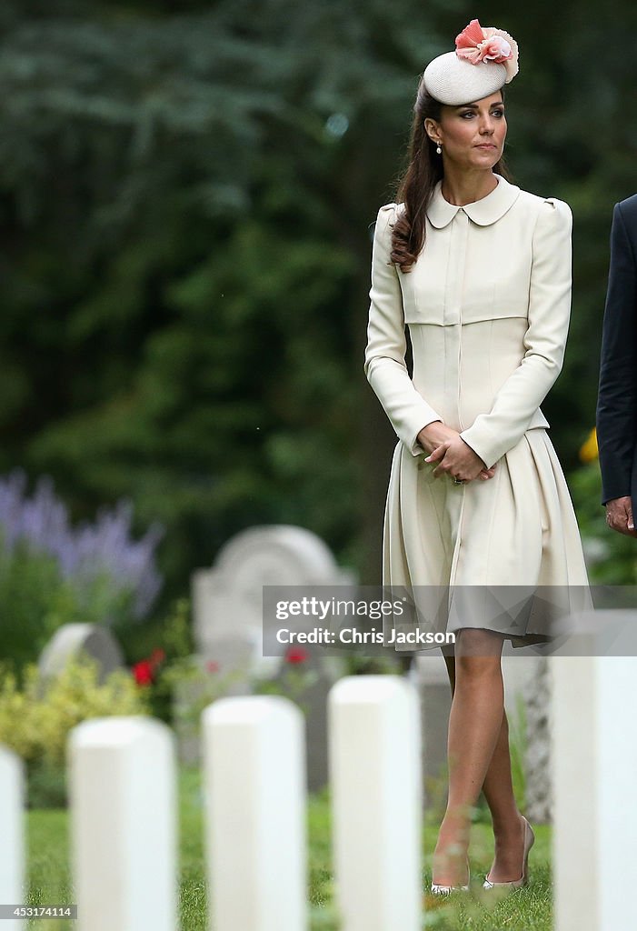 Duke & Duchess Of Cambridge And Prince Harry Attend St Symphorien Miltary Cemetery