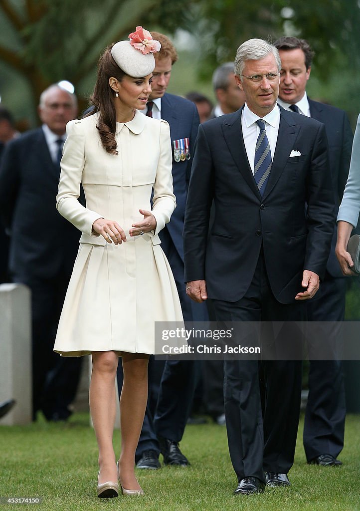 Duke & Duchess Of Cambridge And Prince Harry Attend St Symphorien Miltary Cemetery