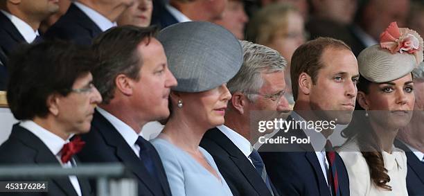 Belgian outgoing Prime Minister Elio Di Rupo, British Prime Minister David Cameron, Queen Mathilde of Belgium, King Philippe of Belgium, Prince...