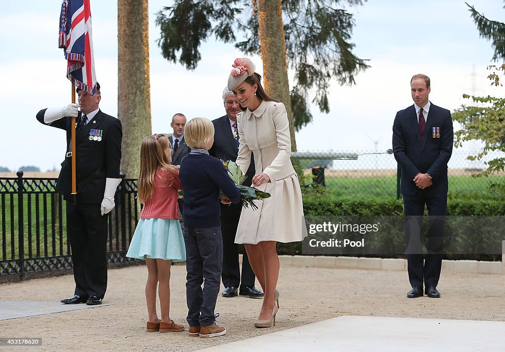 Duke & Duchess Of Cambridge And Prince Harry Attend St Symphorien Miltary Cemetery