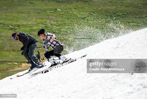 Erica Thomas, of Winter Park moves to overtake Emur Jensen of Fraser during the 49th running of the Epworth Cup, an unofficial ski race atop Corona...