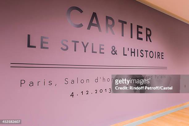 View of the entrance to the the 'Cartier: Le Style et L'Histoire' Exhibition at Le Grand Palais on December 2, 2013 in Paris, France.