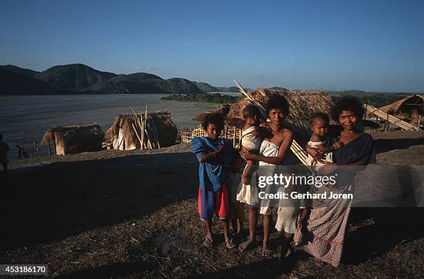 Aetas who live in a village near Mount Pinatubo. Their village is also next to a riverbed filled with ash. Over 900 people died when Mount Pinatubo...