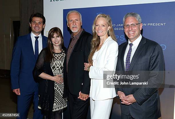 Chris Cuomo, Dirctor James Cameron ,Suzy Amis Cameron, Gary Knell and guest attend "Deepsea Challenge 3D" New York Premiere at American Museum of...