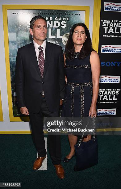 Actor Jim Caviezel and wife Kerri arrives at the premire of Tri Star Pictures' " When The Game Stands Tall" at the ArcLight Cinemas on August 4, 2014...