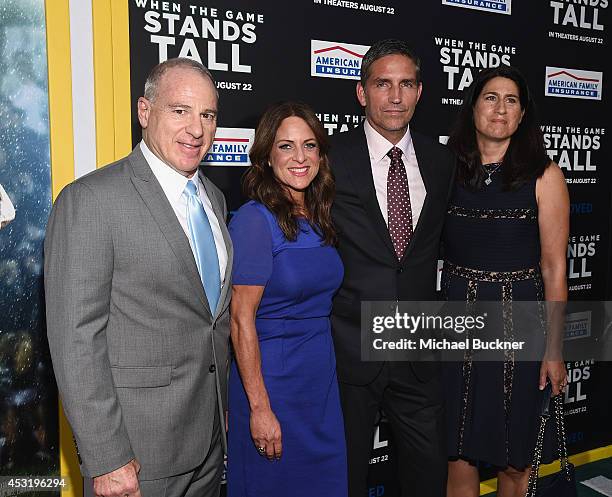 Producer David Zelon, producer Cathy Schulman, actor Jim Caviezel and wife Kerri Caviezel arrive at the premire of Tri Star Pictures' " When The Game...