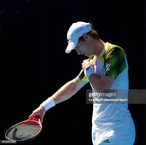 Andy Murray of Great Britain during his third round match against Ricardas Berankis of Lithuania on day six of the 2013 Australian Open at Melbourne...