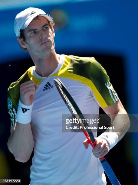 Andy Murray of Great Britain during his third round match against Ricardas Berankis of Lithuania on day six of the 2013 Australian Open at Melbourne...