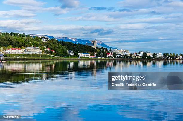 akureyri reflections - akureyri iceland stock-fotos und bilder