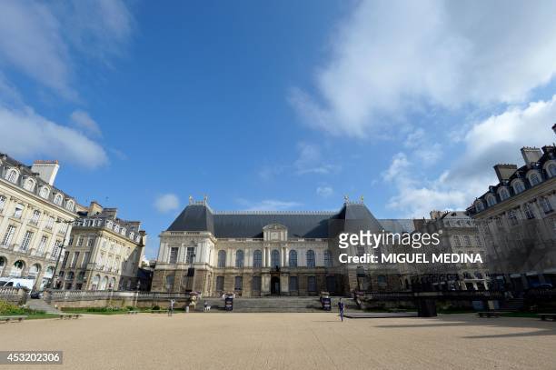 This picture taken on August 5, 2014 shows the facade of the palace of the Parliament of Brittany, in the old city of Rennes, western France. AFP...