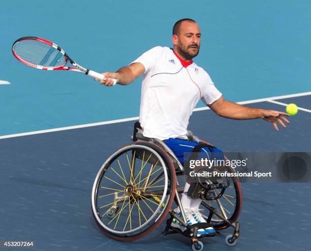 Michael Jeremiasz of France in action against Diego Perez during the Paralympic Games at Eaton Manor in London, 1st September 2012.