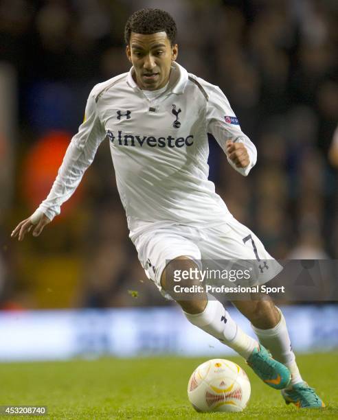 Aaron Lennon in action for Tottenham Hotspur during the UEFA Europa League group J match between Tottenham Hotspur FC and NK Maribor at White Hart...