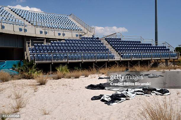 General view of the Beach Volleyball Olympic Stadium at Faliro Olympic Complex in Athens, Greece on July 31, 2014. Ten years ago the XXVIII Olympiad...