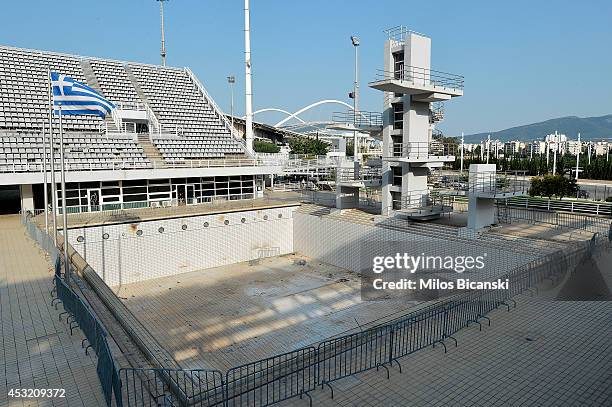 General view of the Olympic Aquatic Center in Athens, Greece on July 31, 2014. Ten years ago the XXVIII Olympiad was held in Athens from the 13th -...