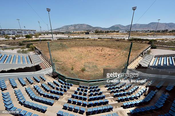 General view of the Olympic Softball stadium at the Helliniko Olympic complex in Athens, Greece on July 31, 2014. Ten years ago the XXVIII Olympiad...
