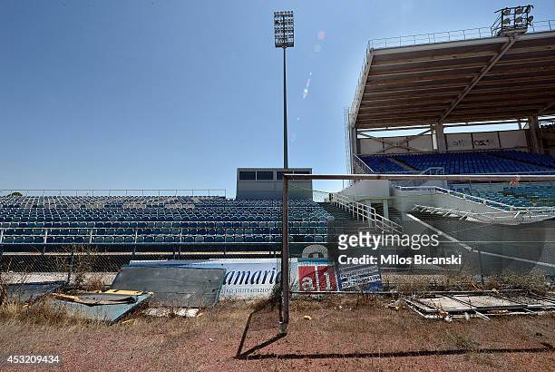General view of the Olympic Baseball Stadium at the Helliniko Olympic complex in Athens, Greece on July 31, 2014. Ten years ago the XXVIII Olympiad...