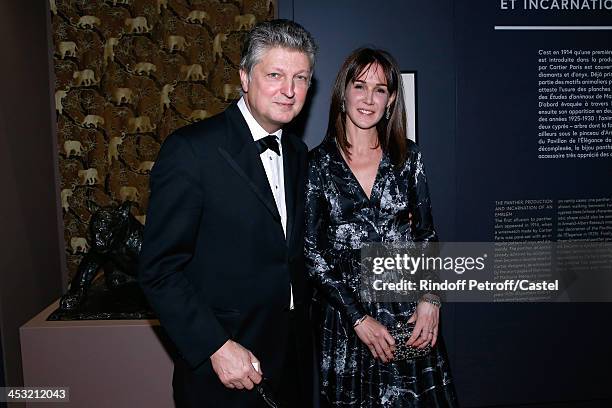 Francois Tajan and his wife attend 'Cartier: Le Style et L'Histoire' Exhibition Private Opening at Le Grand Palais on December 2, 2013 in Paris,...