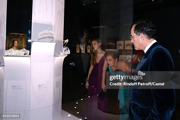 Archduchess Eleonore Von Habsburg, her daughter Princess Francesca Von Habsburg and Henri Giscard d'Estaing attend the 'Cartier: Le Style et...