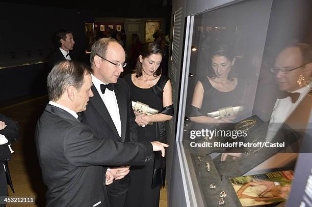 Prince Albert de Monaco and President of Cartier Stanislas de Quercize attend the 'Cartier: Le Style et L'Histoire' Exhibition Private Opening at Le...