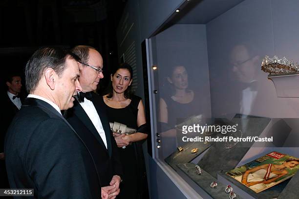 Prince Albert de Monaco and President of Cartier Stanislas de Quercize attend the 'Cartier: Le Style et L'Histoire' Exhibition Private Opening at Le...