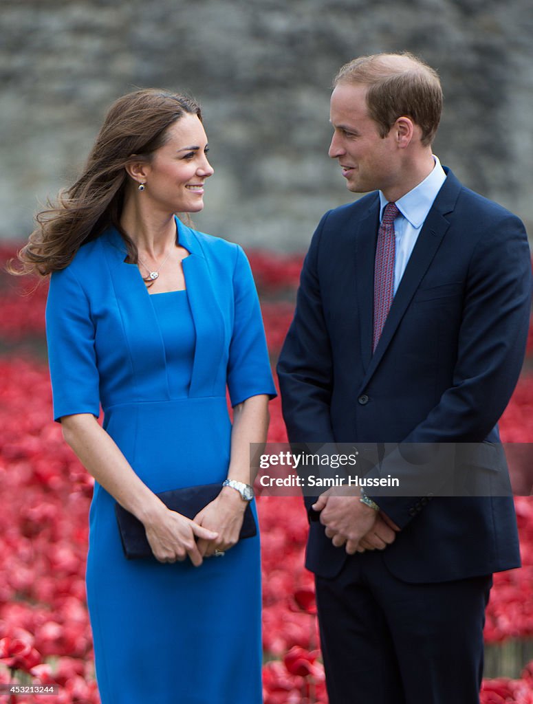 Duke And Duchess Of Cambridge And Prince Harry Visit Tower Of London's Ceramic Poppy Field