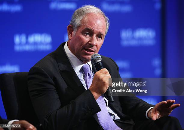 And co-founder of Blackstone Stephen Schwarzman participates in a session of the U.S.-Africa Business Forum on "Powering Africa: Leading Developments...