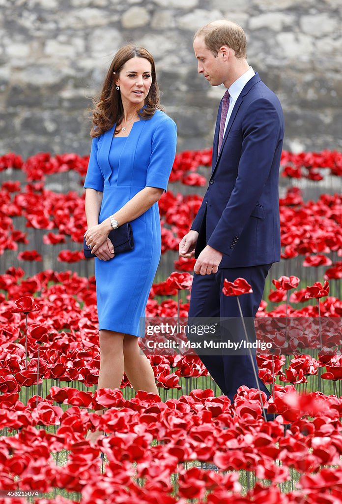 Duke And Duchess Of Cambridge And Prince Harry Visit Tower Of London's Ceramic Poppy Field