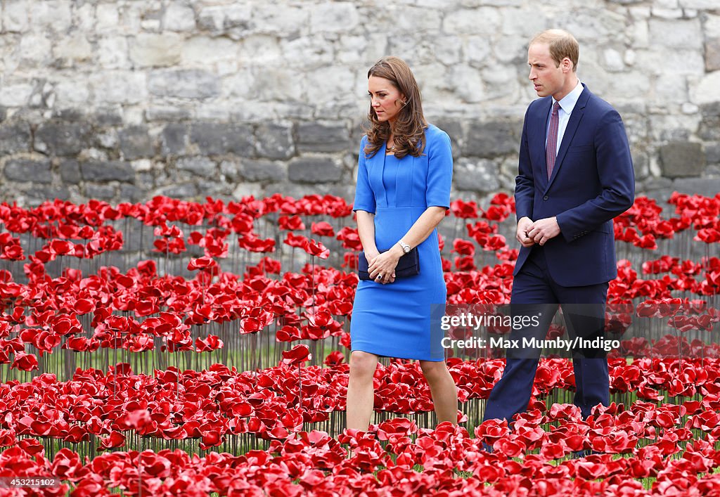 Duke And Duchess Of Cambridge And Prince Harry Visit Tower Of London's Ceramic Poppy Field