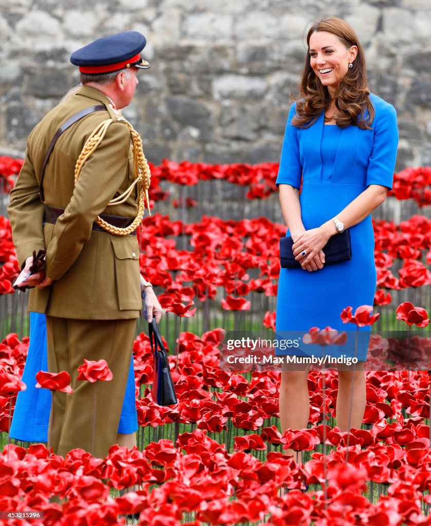 Duke And Duchess Of Cambridge And Prince Harry Visit Tower Of London's Ceramic Poppy Field