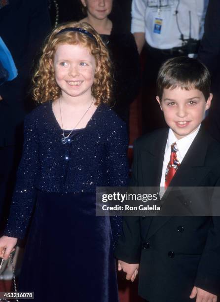 Actress Kellyann Kelso and actor Eli Russell Linnetz attend "The Emperor's New Groove" Hollywood Premiere on December 10, 2000 at the El Capitan...