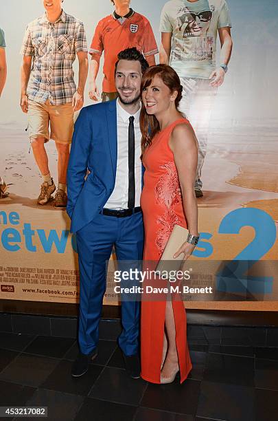 Blake Harrison and Kerry Ann Lynch attend the World Premiere of "The Inbetweeners 2" at Vue West End on August 5, 2014 in London, England.