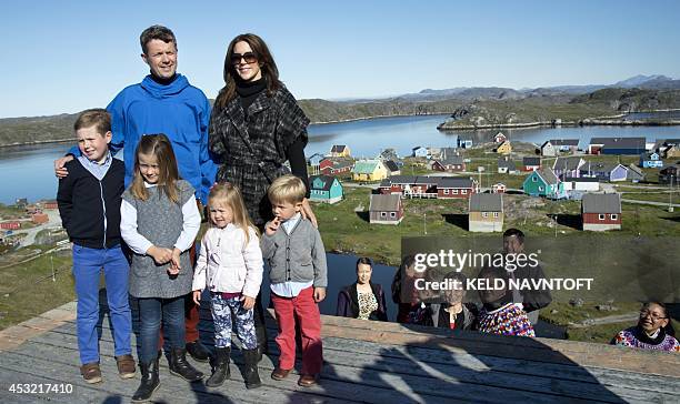 Danish Crown Prince Frederik and Crown Princess Mary with children, Prince Christian, Princess Isabella and the royal twins Princess Josephine and...