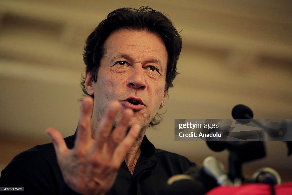 Press conference of Pakistani politician Imran Khan