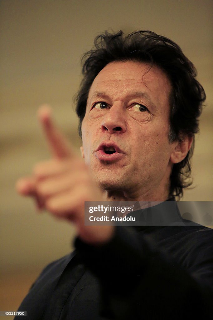 Press conference of Pakistani politician Imran Khan