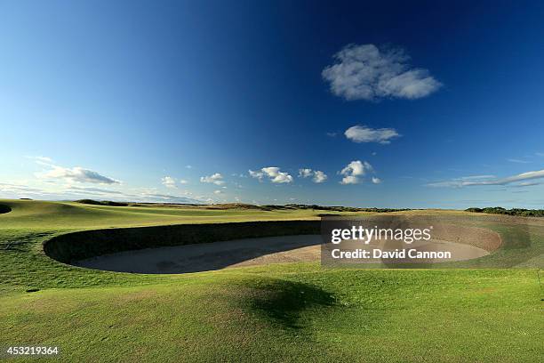 The 'Shell Bunker' that protects the green on the 371 yards par 4, 7th hole on the Old Course at St Andrews venue for The Open Championship in 2015,...