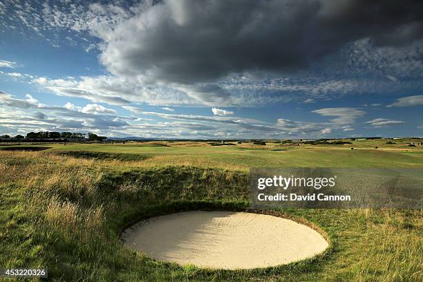 The par 4, 2nd hole 'Dyke' on the Old Course at St Andrews venue for The Open Championship in 2015, on July 29, 2014 in St Andrews, Scotland.