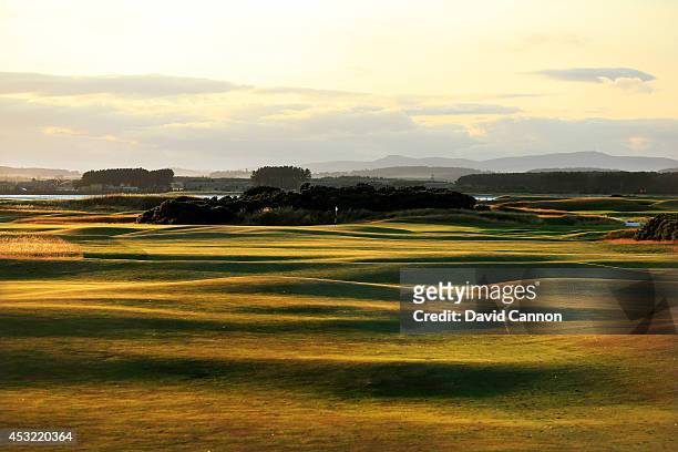 View of the undulating fairway in the evening shadows on the 412 yards par 4, 6th hole 'Heatherly Out' on the Old Course at St Andrews venue for The...
