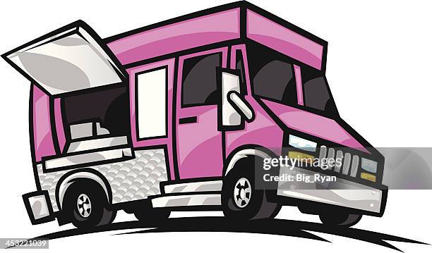 pink food truck - food truck stock illustrations