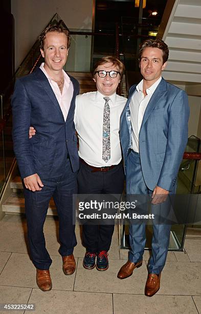 Cast members Geoffrey Streatfeild, Jonathan Broadbent and Julian Ovenden attend an after party following the press night performance of "My Night...