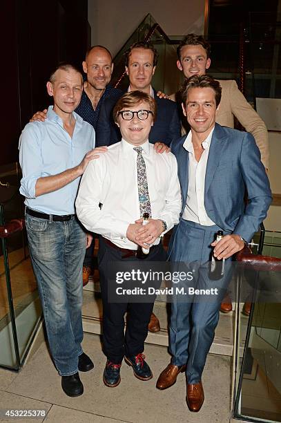 Cast members Richard Cant, Matt Bardock, Jonathan Broadbent, Geoffrey Streatfeild, Lewis Reeves and Julian Ovenden attend an after party following...