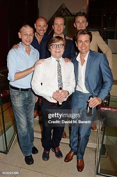 Cast members Richard Cant, Matt Bardock, Jonathan Broadbent, Geoffrey Streatfeild, Lewis Reeves and Julian Ovenden attend an after party following...