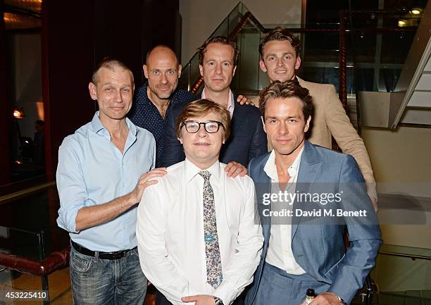 Cast members Richard Cant, Matt Bardock, Jonathan Broadbent, Geoffrey Streatfeild, Lewis Reeves and Julian Ovenden attend an after party following...