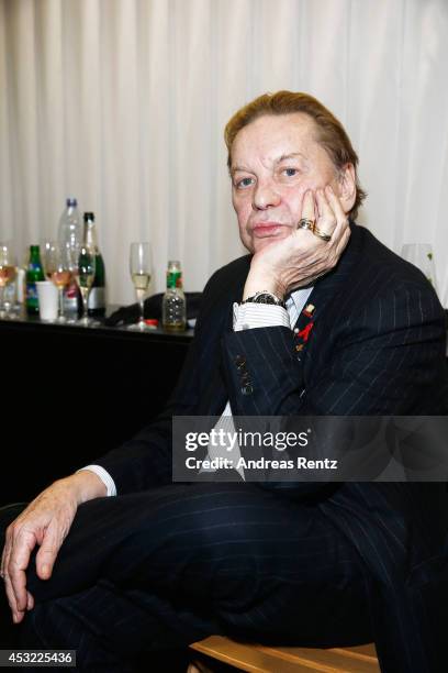 Helmut Berger attends the GarconF fashion show at Balloni-Hallen on August 5, 2014 in Cologne, Germany.