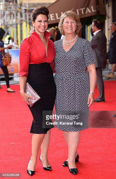 Belinda Stewart-Wilson with her mother attend the World Premiere of "The Inbetweeners 2" at Vue West End on August 5, 2014 in London, England.