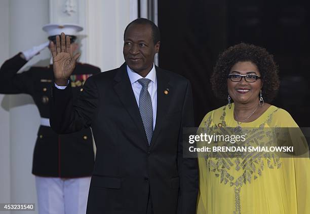 Burkina Faso President Blaise Compaore arrives with his wife Chantal Compaore at the White House for a group dinner during the US Africa Leaders...